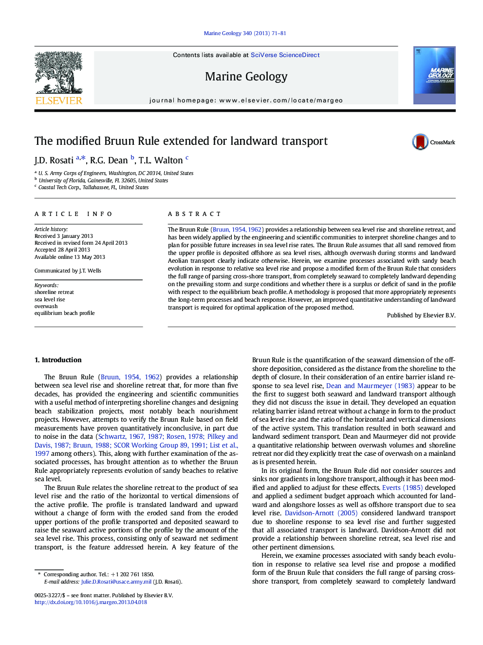 The modified Bruun Rule extended for landward transport