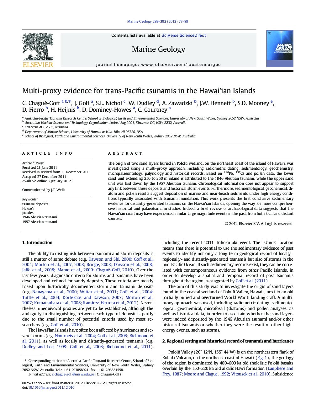 Multi-proxy evidence for trans-Pacific tsunamis in the Hawai'ian Islands