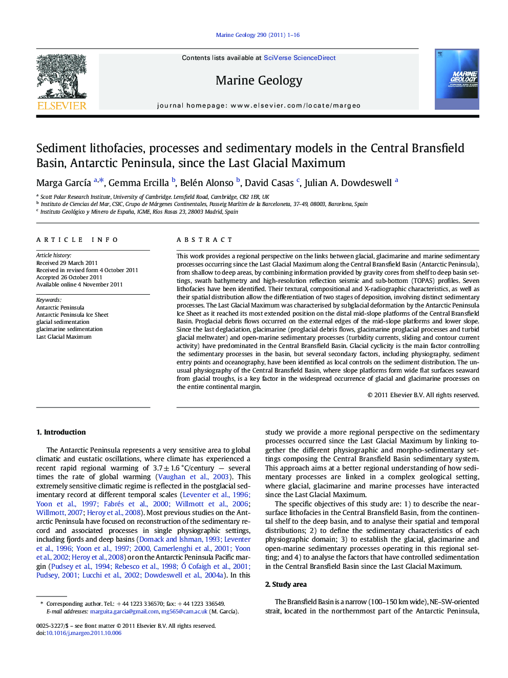 Sediment lithofacies, processes and sedimentary models in the Central Bransfield Basin, Antarctic Peninsula, since the Last Glacial Maximum