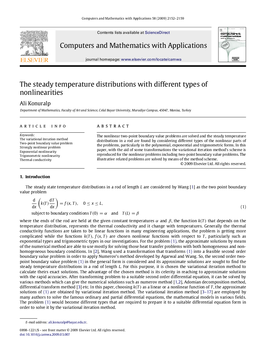 The steady temperature distributions with different types of nonlinearities