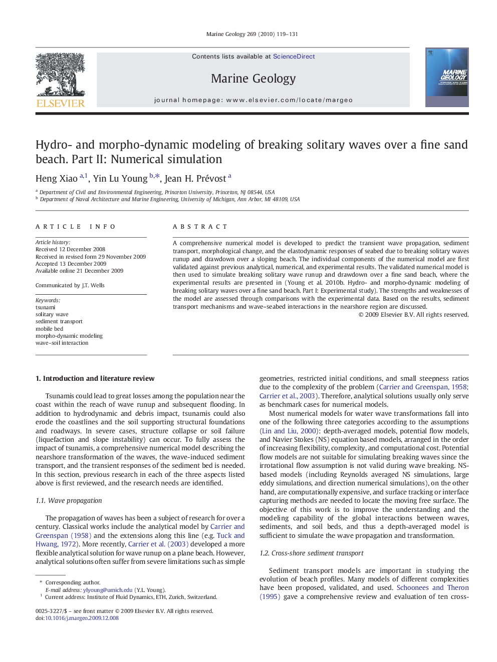 Hydro- and morpho-dynamic modeling of breaking solitary waves over a fine sand beach. Part II: Numerical simulation