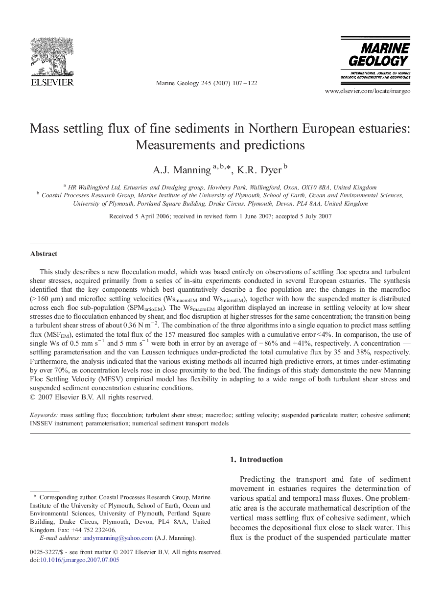 Mass settling flux of fine sediments in Northern European estuaries: Measurements and predictions