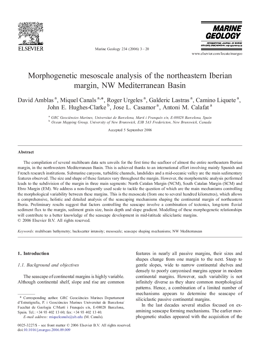 Morphogenetic mesoscale analysis of the northeastern Iberian margin, NW Mediterranean Basin