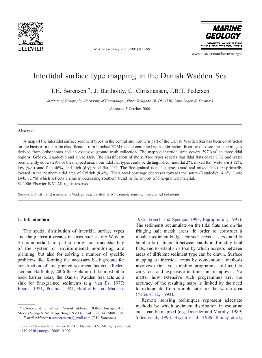 Intertidal surface type mapping in the Danish Wadden Sea