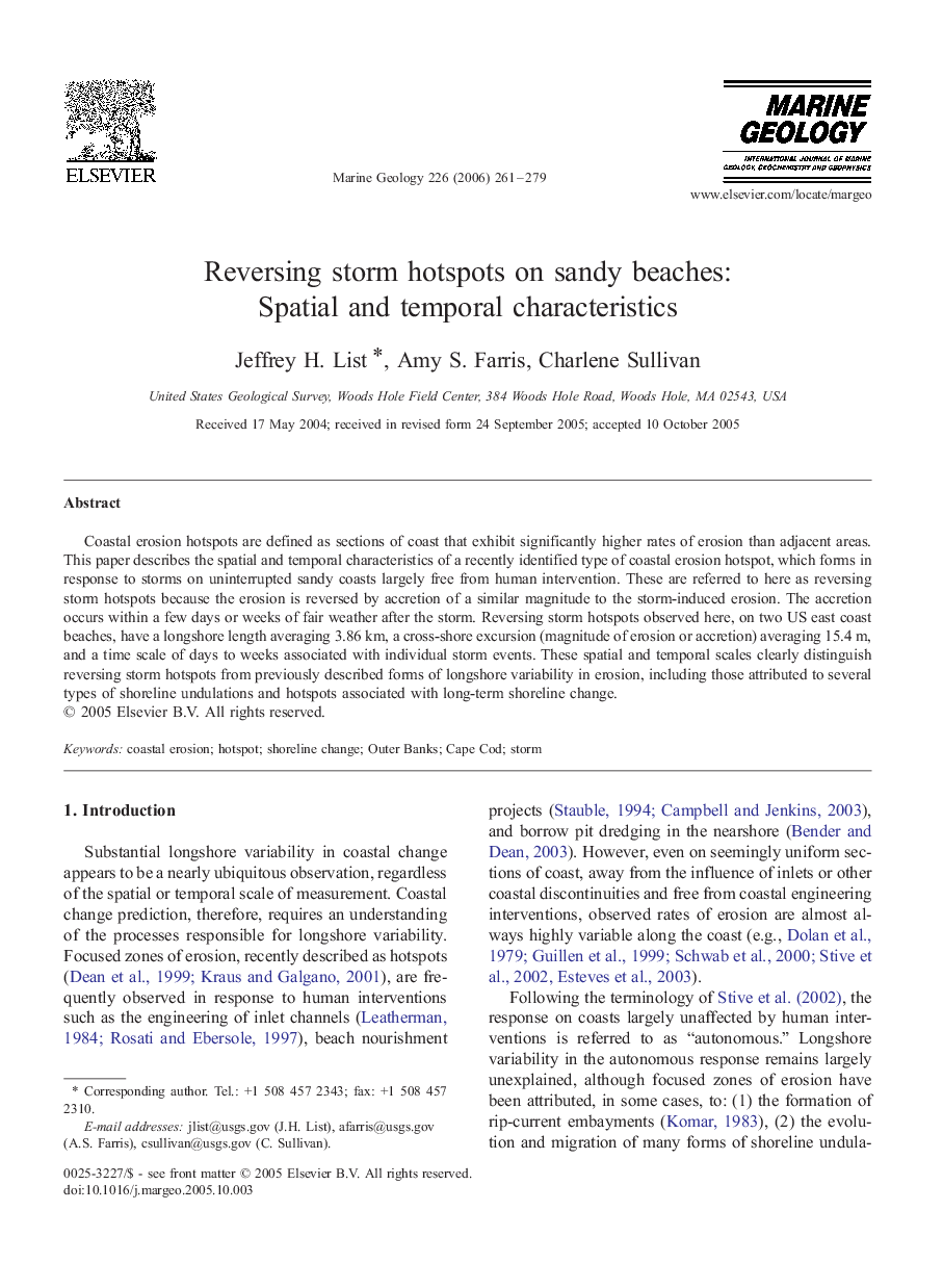 Reversing storm hotspots on sandy beaches: Spatial and temporal characteristics