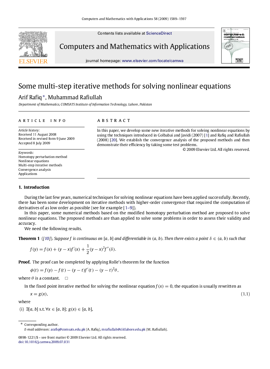 Some multi-step iterative methods for solving nonlinear equations