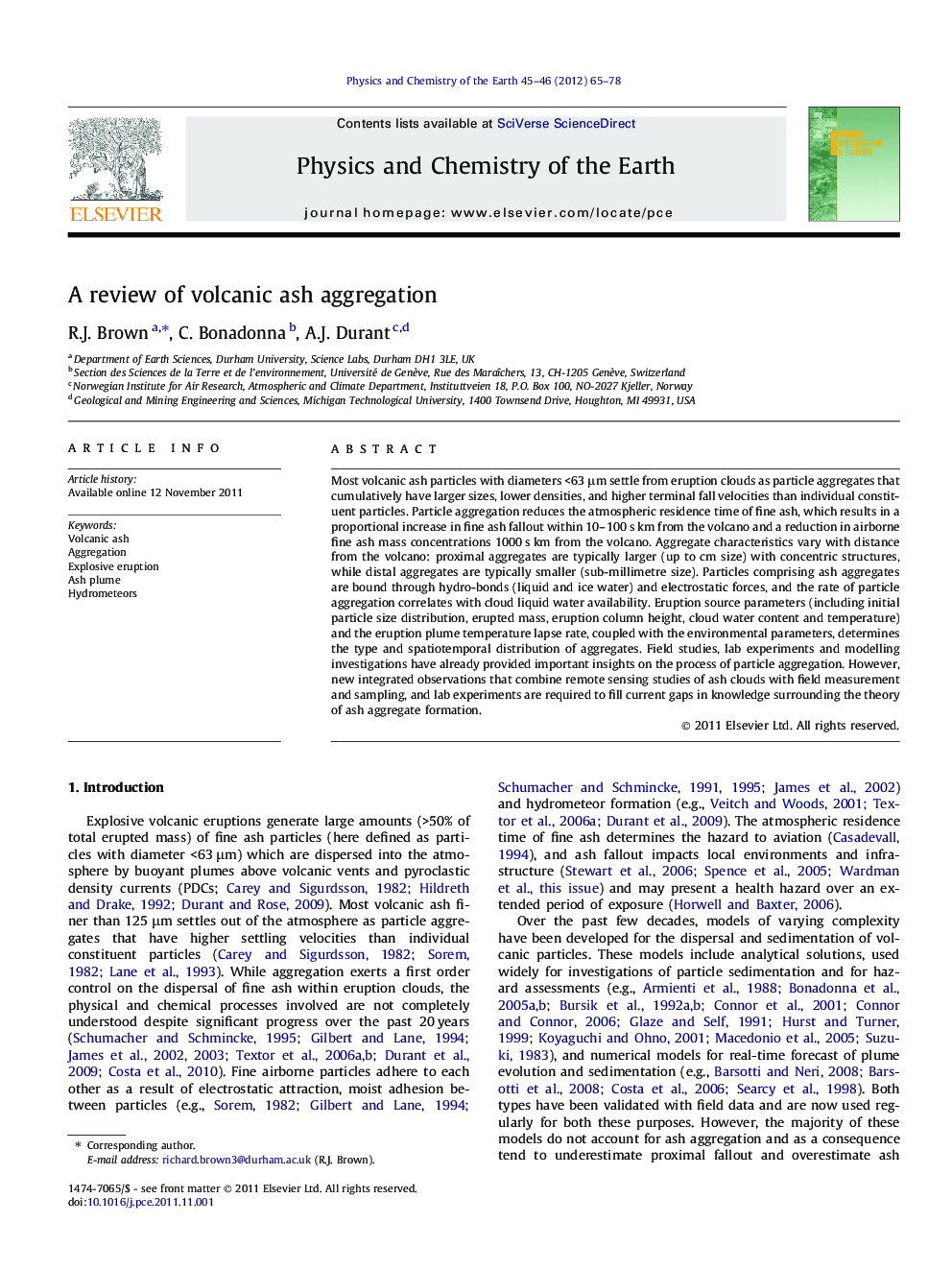 A review of volcanic ash aggregation