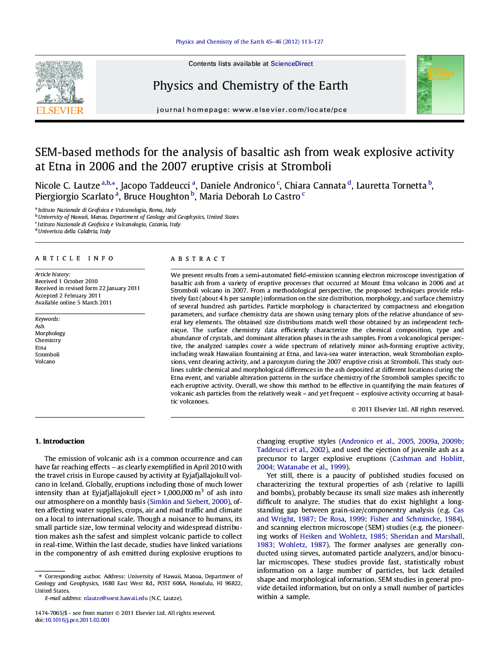 SEM-based methods for the analysis of basaltic ash from weak explosive activity at Etna in 2006 and the 2007 eruptive crisis at Stromboli