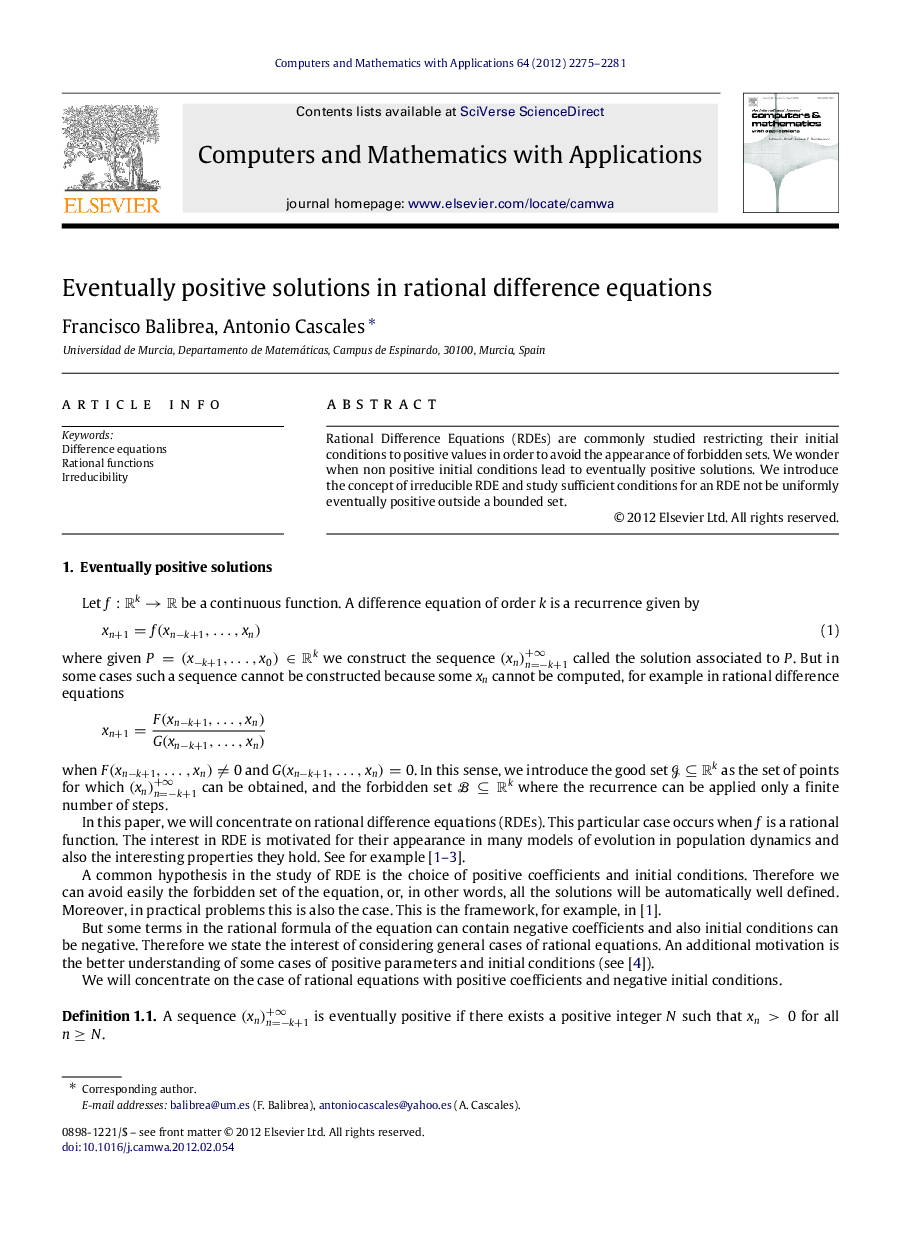 Eventually positive solutions in rational difference equations