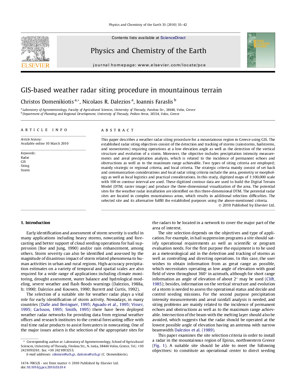 GIS-based weather radar siting procedure in mountainous terrain