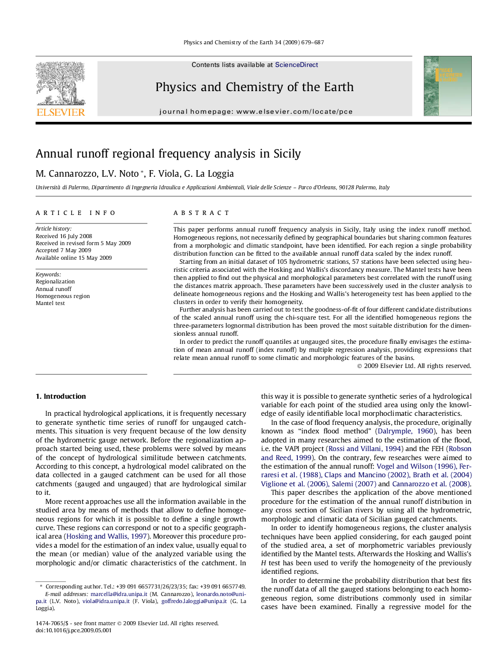 Annual runoff regional frequency analysis in Sicily