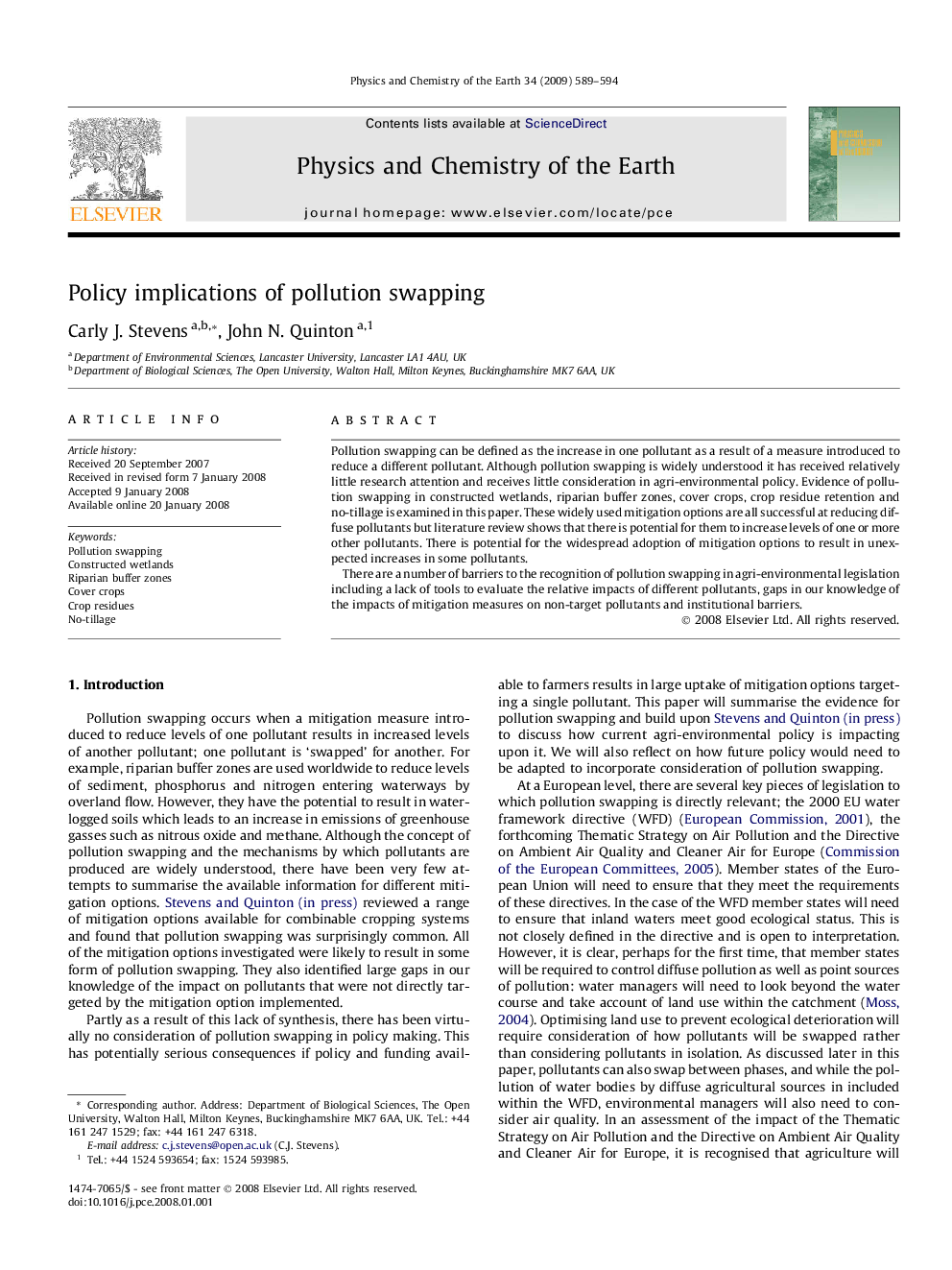 Policy implications of pollution swapping