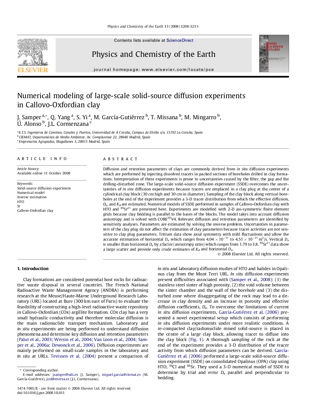 Numerical modeling of large-scale solid-source diffusion experiments in Callovo-Oxfordian clay