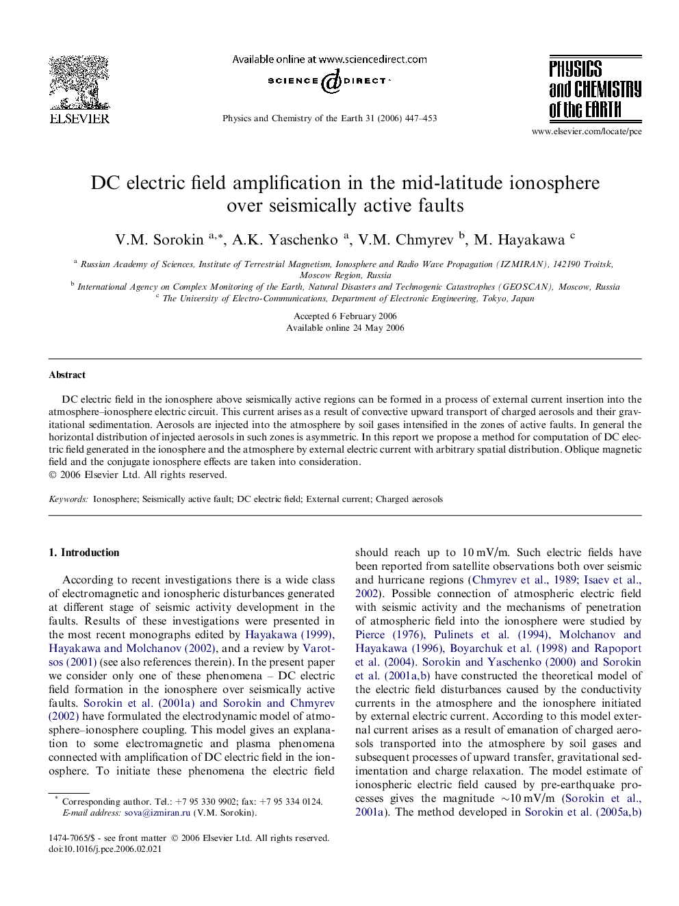 DC electric field amplification in the mid-latitude ionosphere over seismically active faults