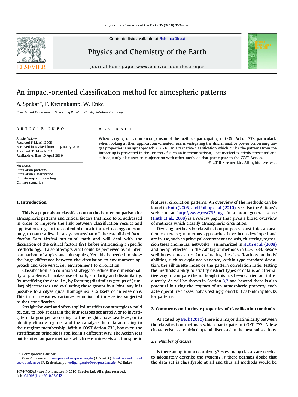 عکس صفحه اول مقاله: An impact-oriented classification method for atmospheric patterns An impact-oriented classification method for atmospheric patterns