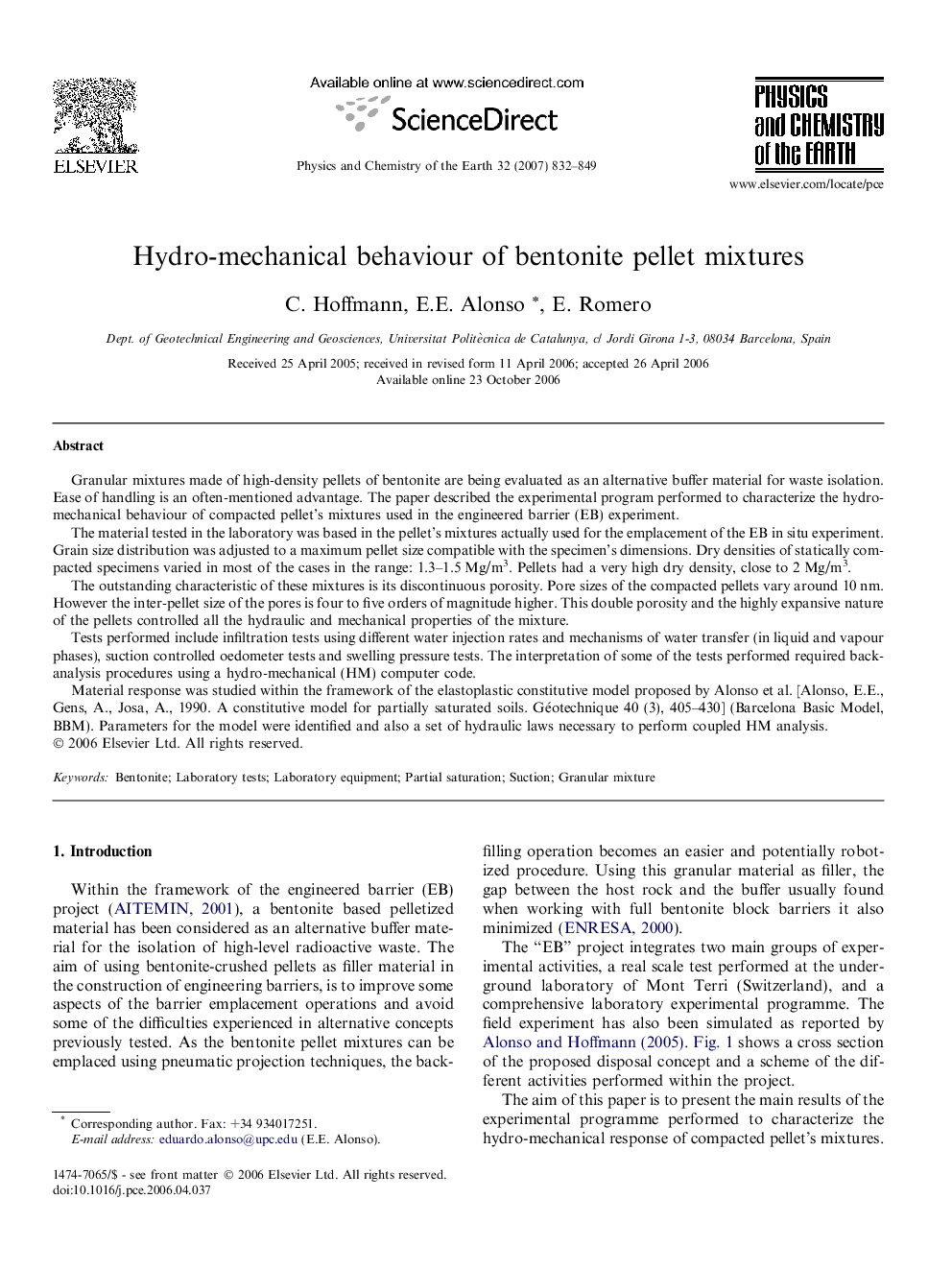 Hydro-mechanical behaviour of bentonite pellet mixtures