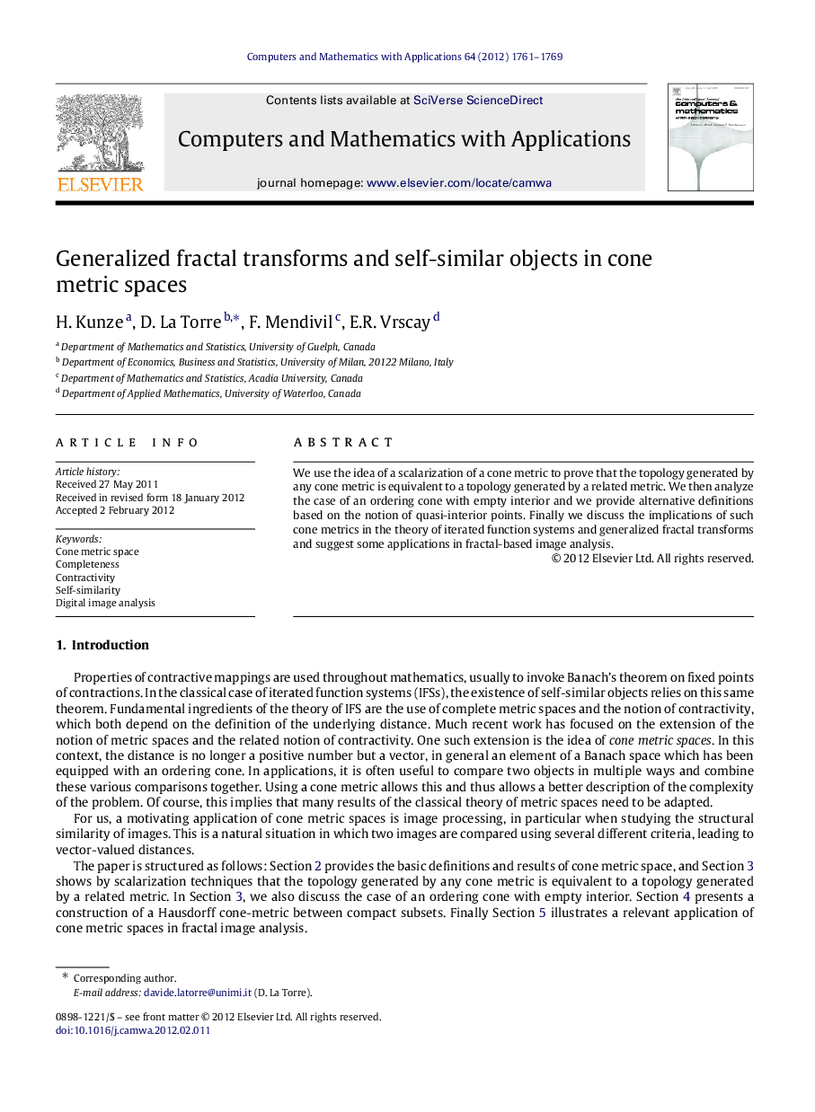 Generalized fractal transforms and self-similar objects in cone metric spaces