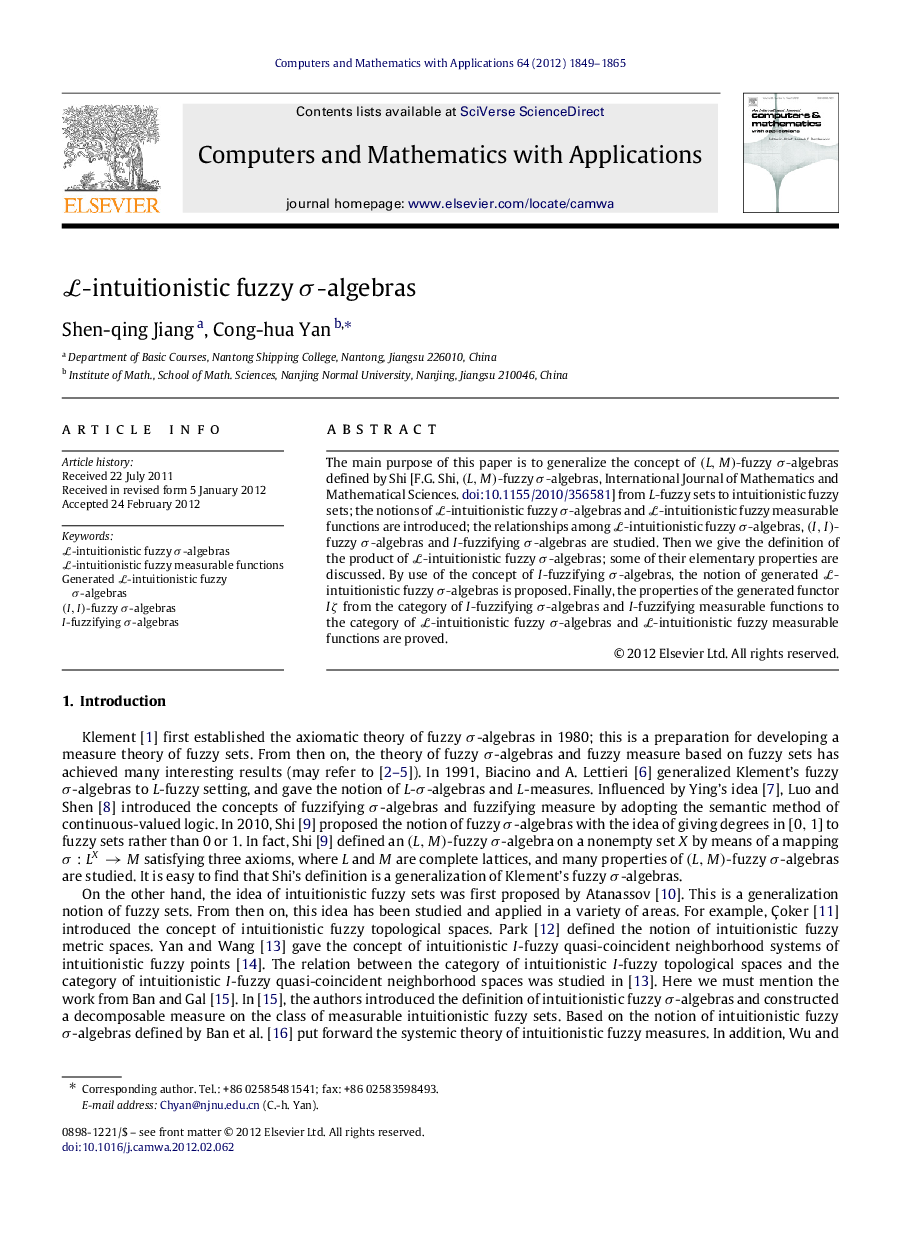 LL-intuitionistic fuzzy σσ-algebras