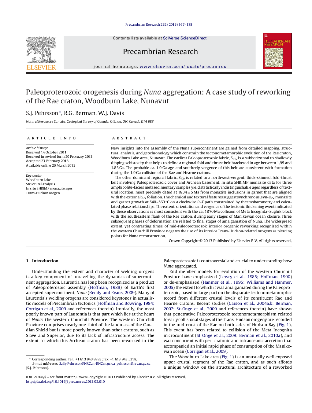 Paleoproterozoic orogenesis during Nuna aggregation: A case study of reworking of the Rae craton, Woodburn Lake, Nunavut