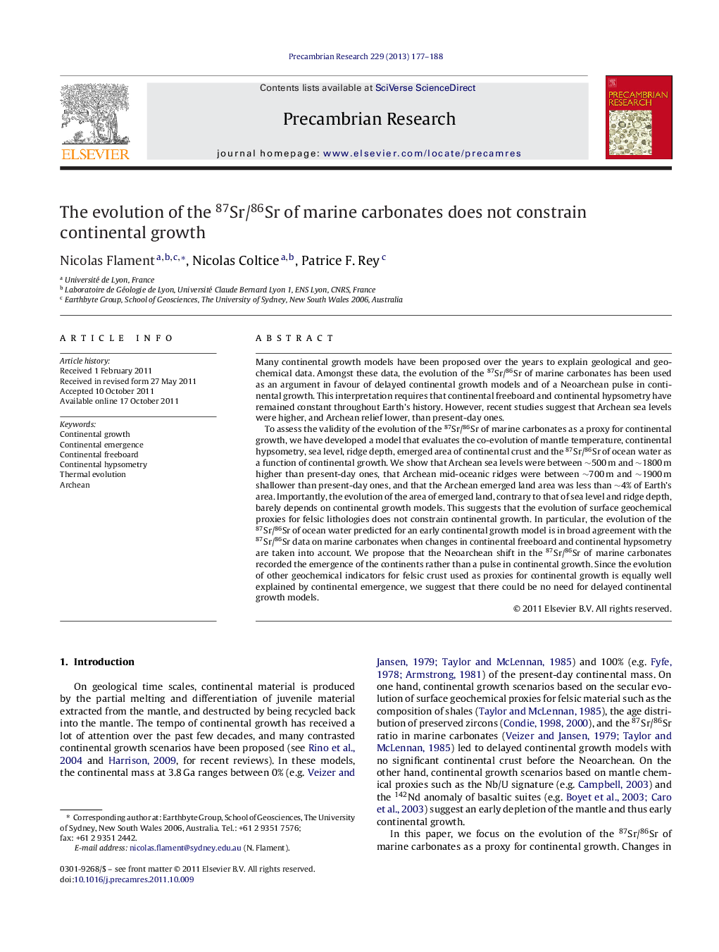 The evolution of the 87Sr/86Sr of marine carbonates does not constrain continental growth