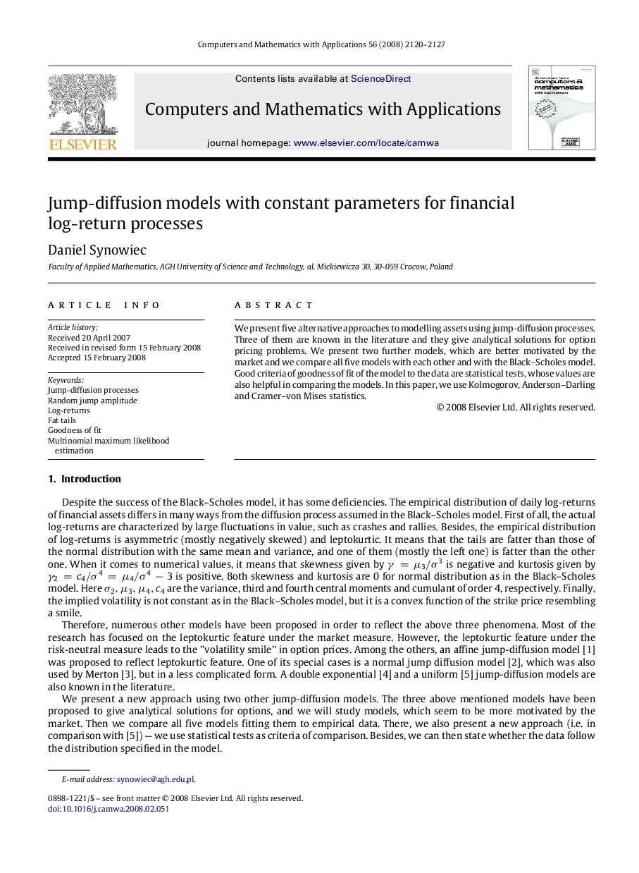 Jump-diffusion models with constant parameters for financial log-return processes