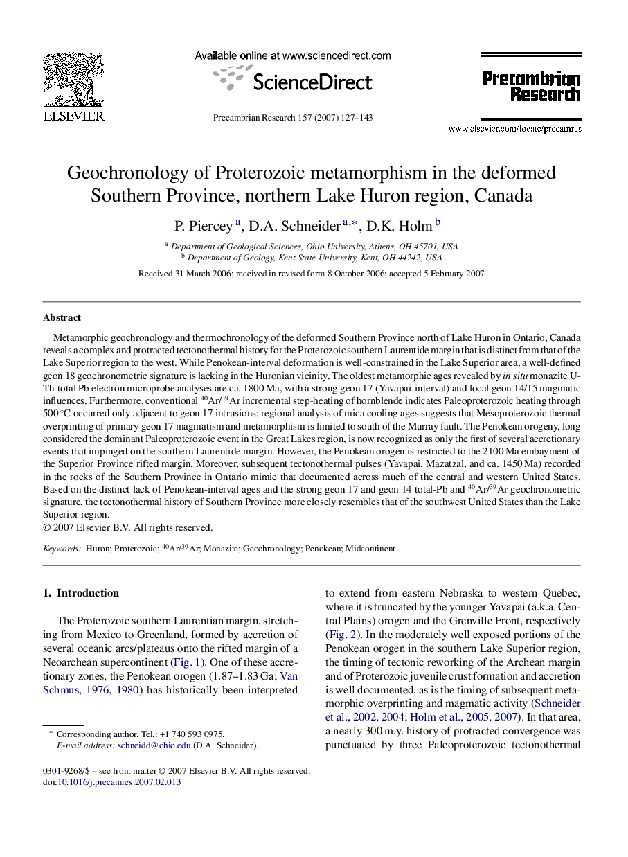 Geochronology of Proterozoic metamorphism in the deformed Southern Province, northern Lake Huron region, Canada