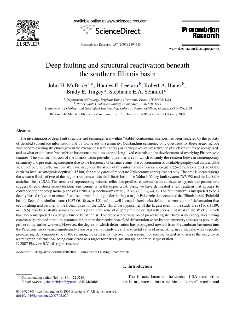 Deep faulting and structural reactivation beneath the southern Illinois basin