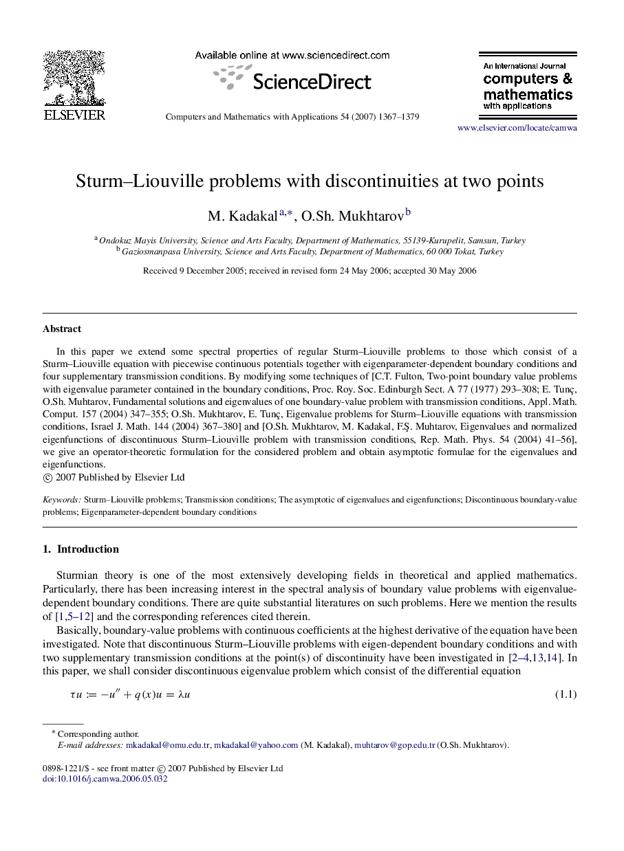 Sturm–Liouville problems with discontinuities at two points