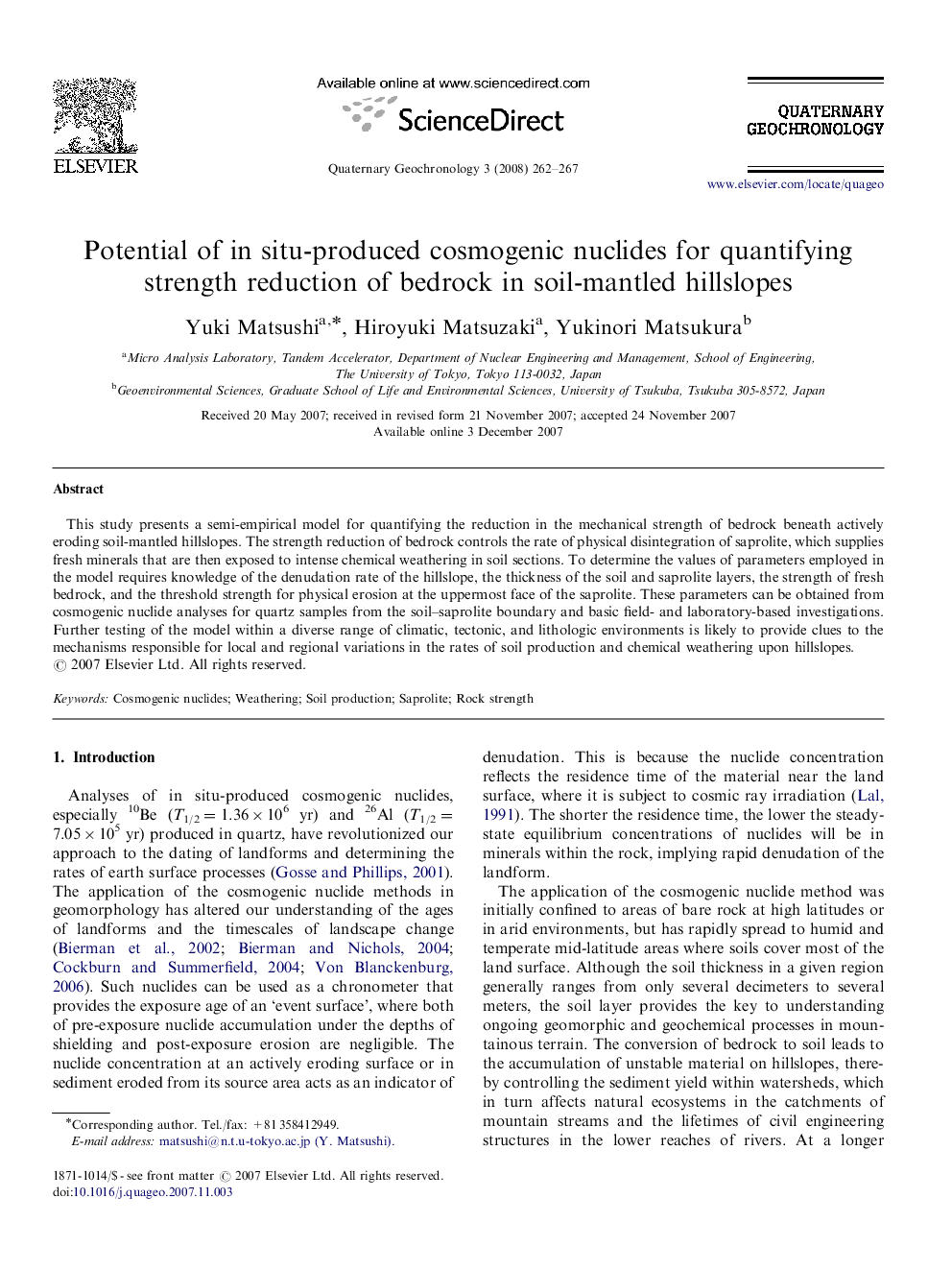 Potential of in situ-produced cosmogenic nuclides for quantifying strength reduction of bedrock in soil-mantled hillslopes