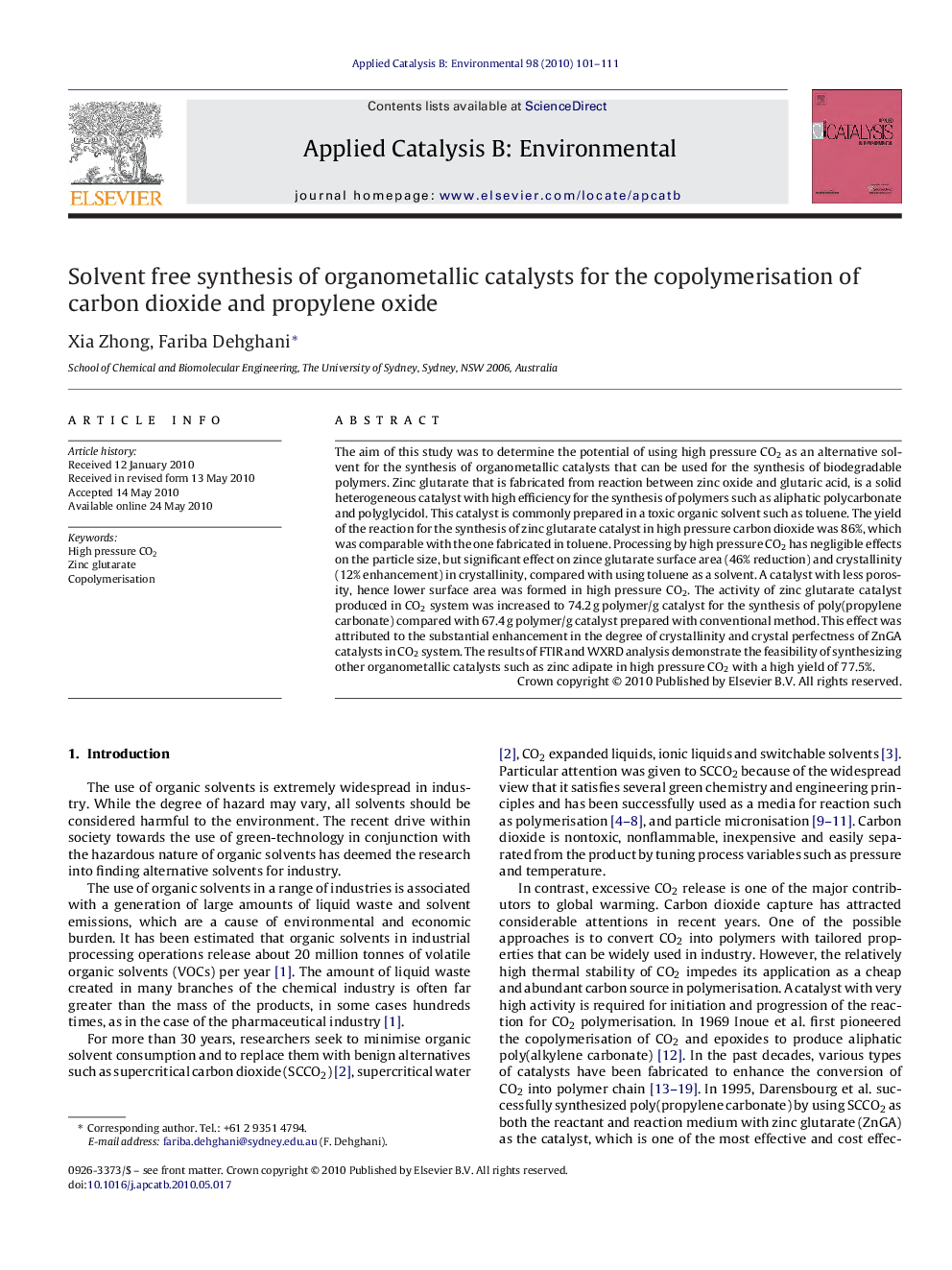 Solvent free synthesis of organometallic catalysts for the copolymerisation of carbon dioxide and propylene oxide