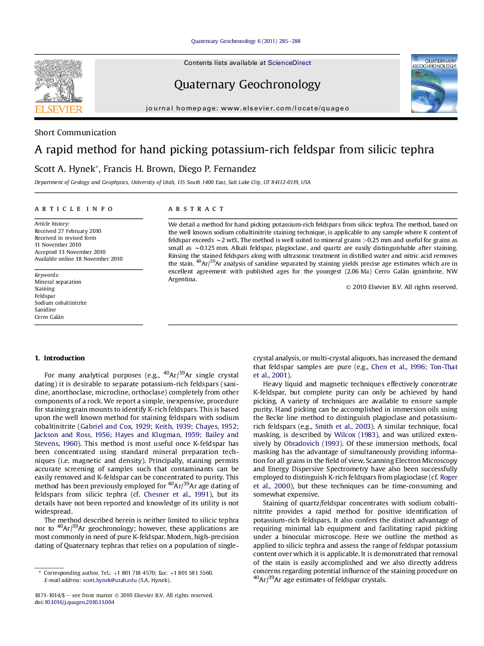 A rapid method for hand picking potassium-rich feldspar from silicic tephra