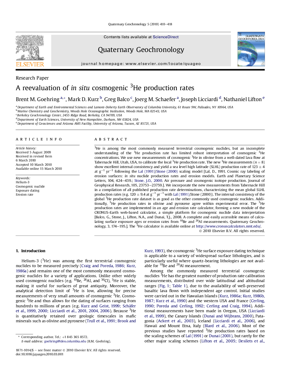 A reevaluation of in situ cosmogenic 3He production rates