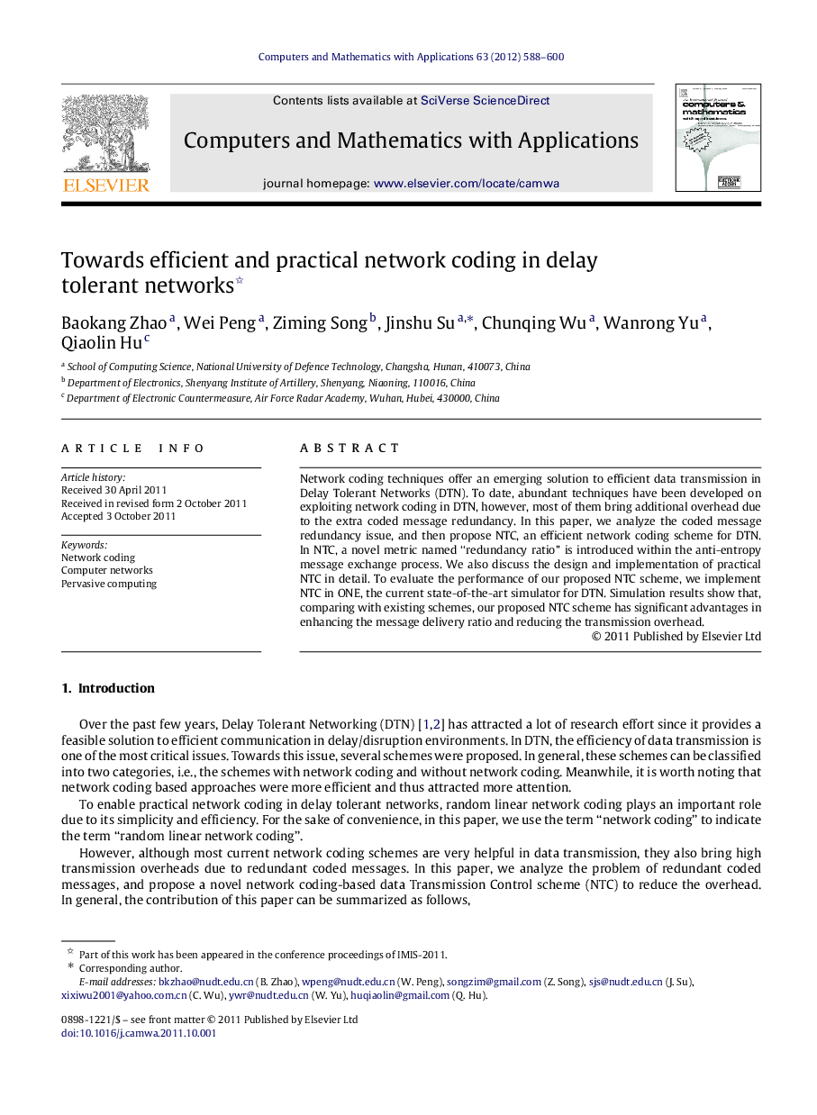 Towards efficient and practical network coding in delay tolerant networks 