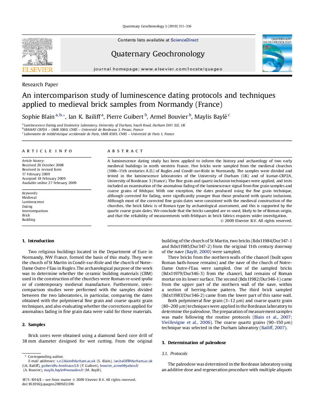 An intercomparison study of luminescence dating protocols and techniques applied to medieval brick samples from Normandy (France)