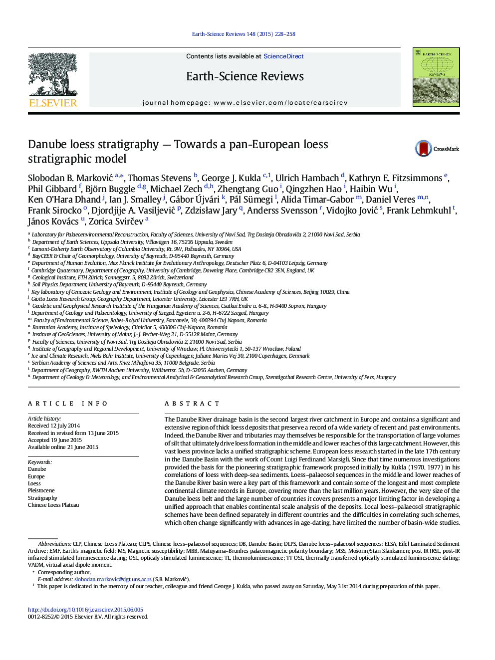 Danube loess stratigraphy — Towards a pan-European loess stratigraphic model
