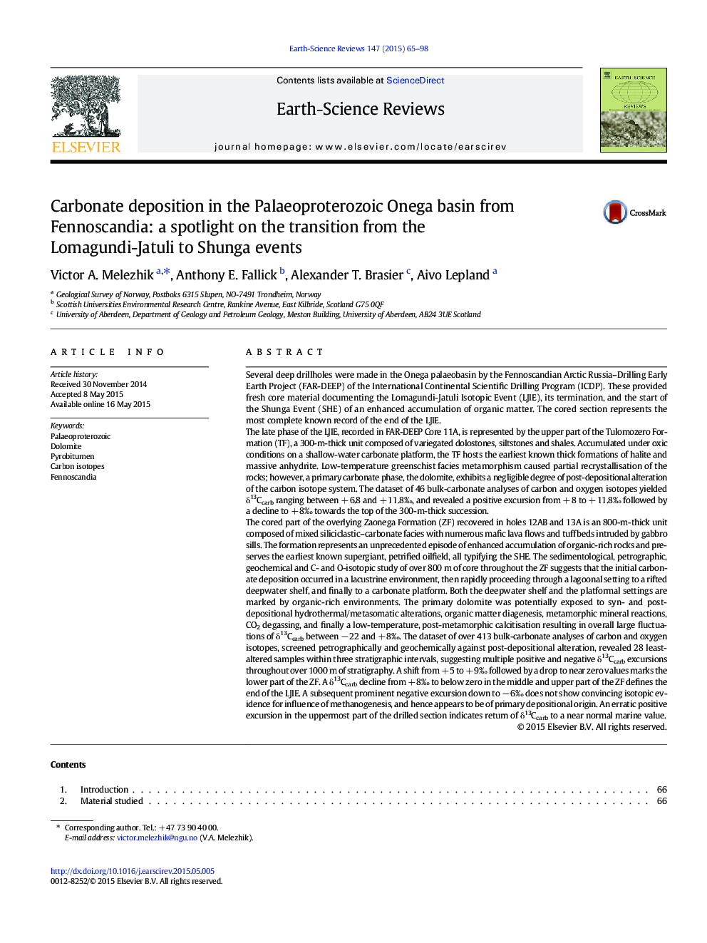 Carbonate deposition in the Palaeoproterozoic Onega basin from Fennoscandia: a spotlight on the transition from the Lomagundi-Jatuli to Shunga events