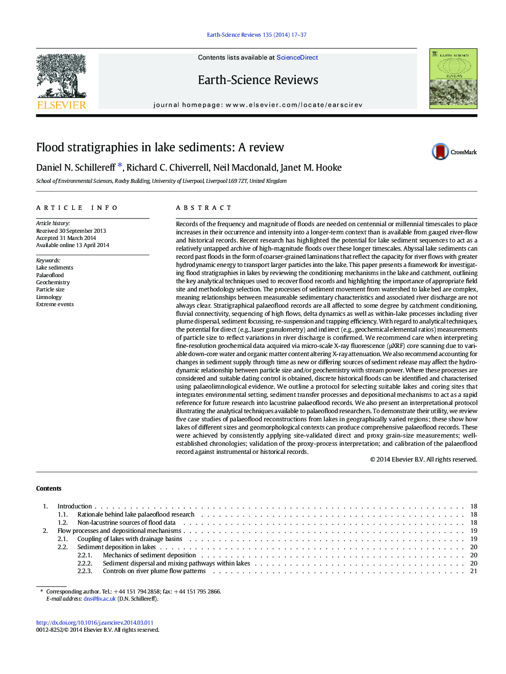 Flood stratigraphies in lake sediments: A review