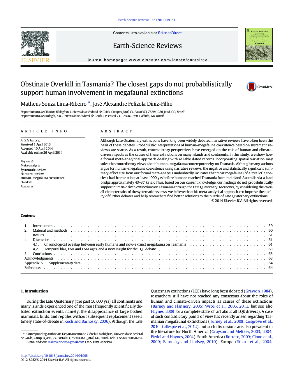 Obstinate Overkill in Tasmania? The closest gaps do not probabilistically support human involvement in megafaunal extinctions