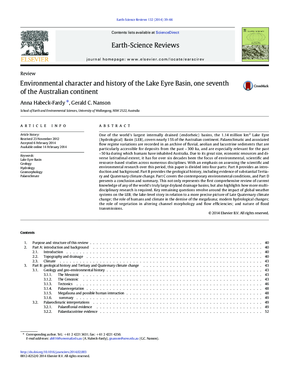 Environmental character and history of the Lake Eyre Basin, one seventh of the Australian continent