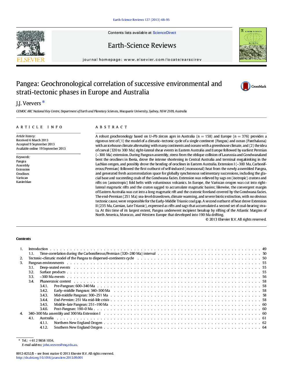 پانگها: همبستگی ژئوتکنولوژیکی فازهای زیست محیطی و ساختاری- تکتونیکی در اروپا و استرالیا 