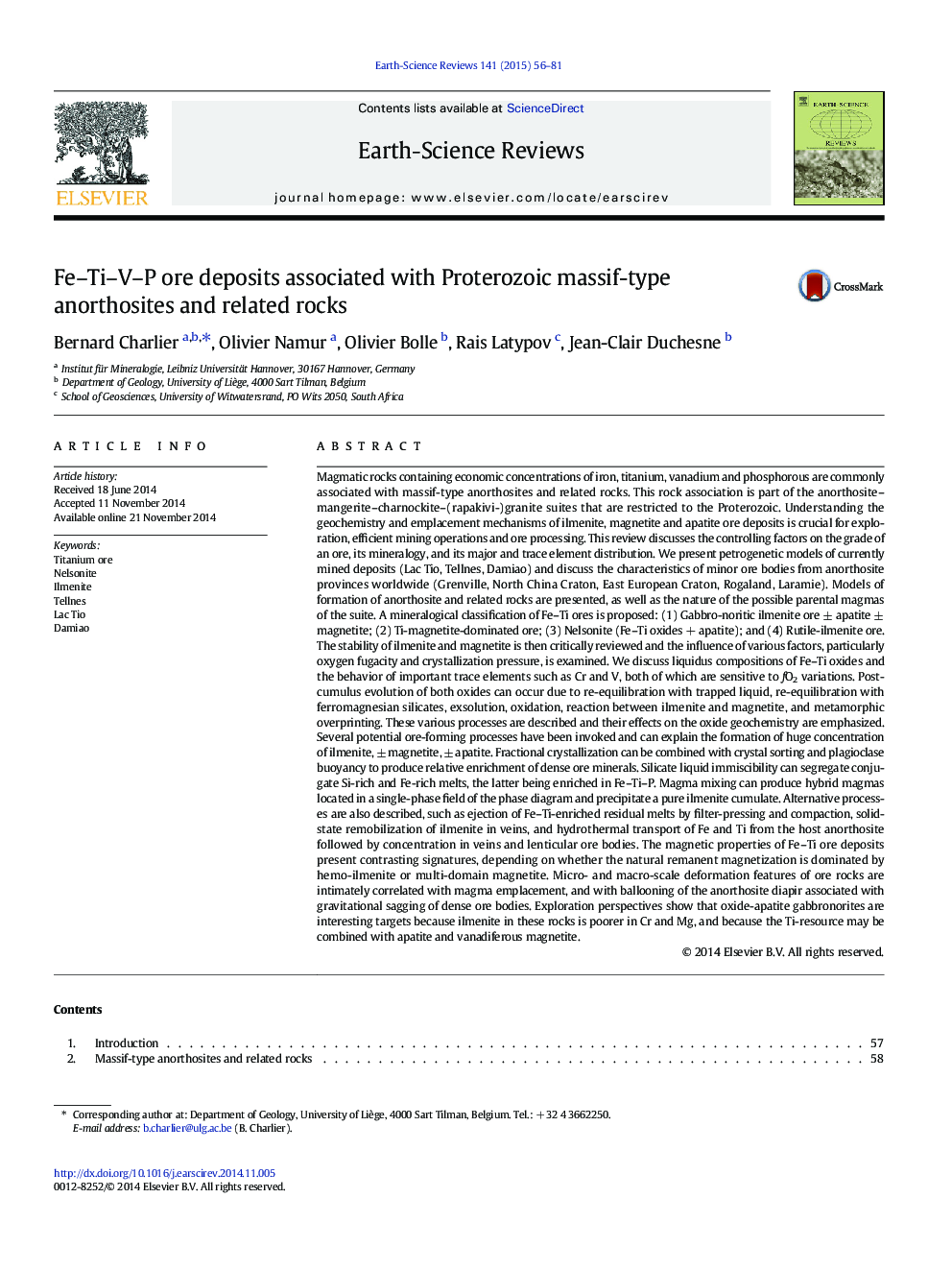 Fe–Ti–V–P ore deposits associated with Proterozoic massif-type anorthosites and related rocks