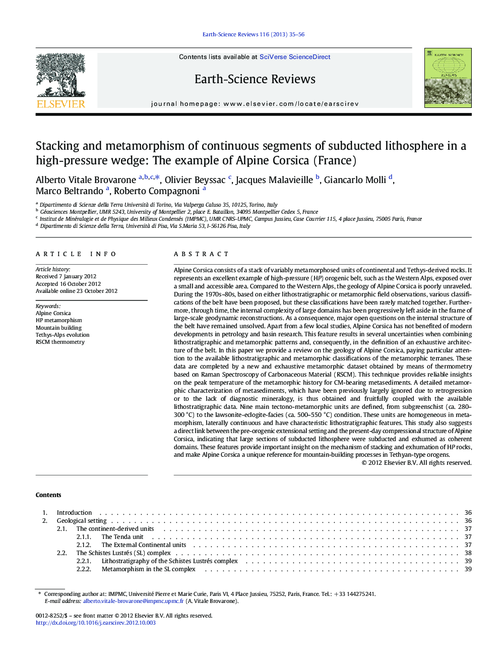 Stacking and metamorphism of continuous segments of subducted lithosphere in a high-pressure wedge: The example of Alpine Corsica (France)