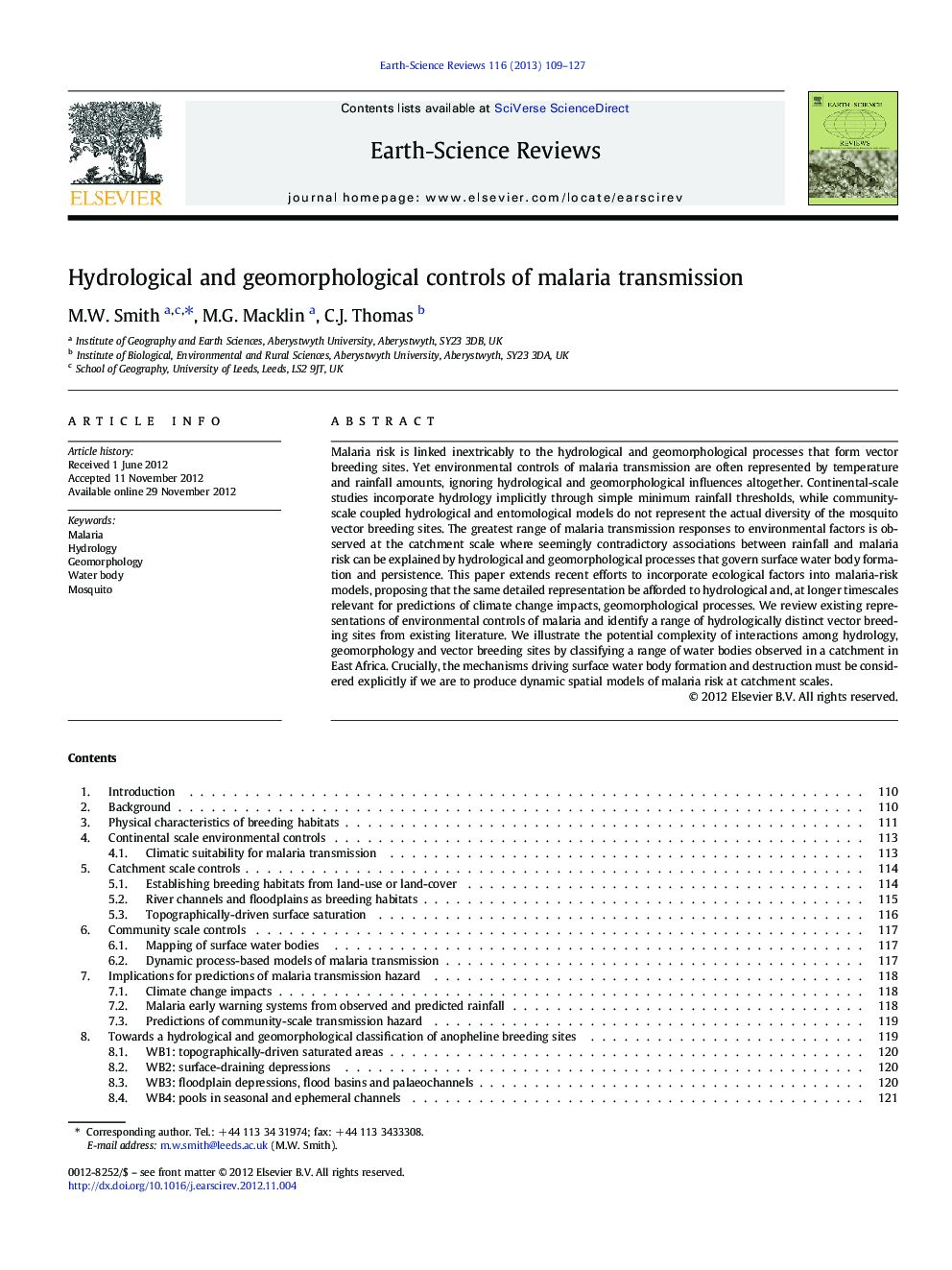 Hydrological and geomorphological controls of malaria transmission