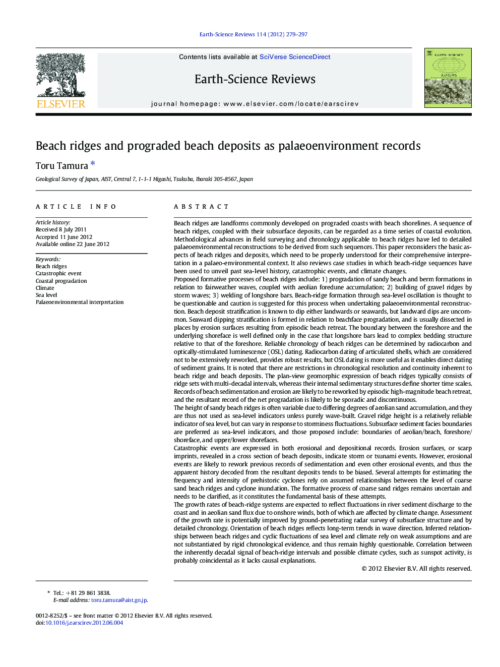 Beach ridges and prograded beach deposits as palaeoenvironment records