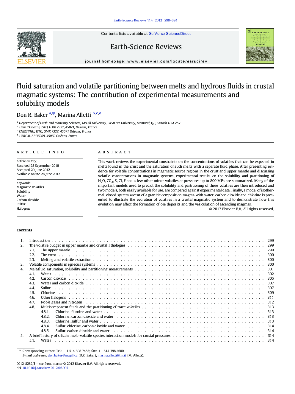 Fluid saturation and volatile partitioning between melts and hydrous fluids in crustal magmatic systems: The contribution of experimental measurements and solubility models