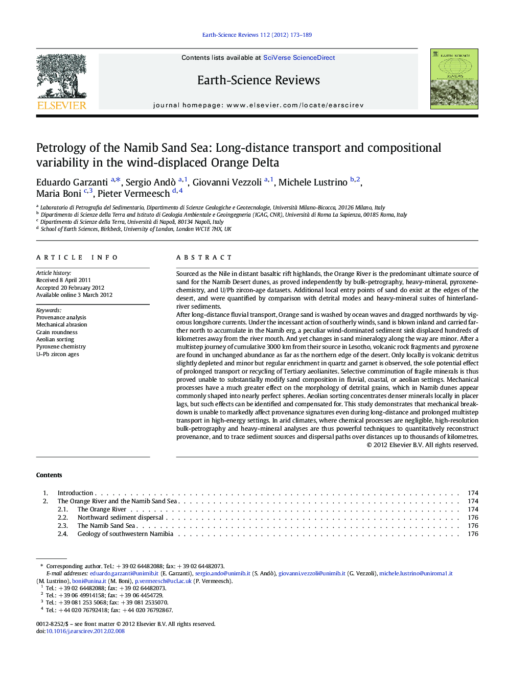 Petrology of the Namib Sand Sea: Long-distance transport and compositional variability in the wind-displaced Orange Delta