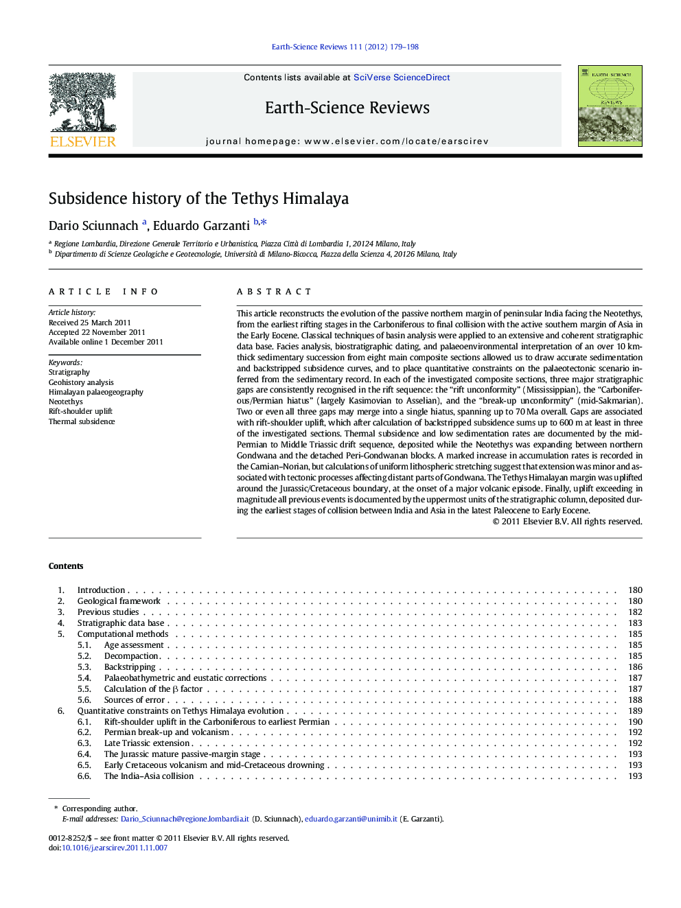 Subsidence history of the Tethys Himalaya