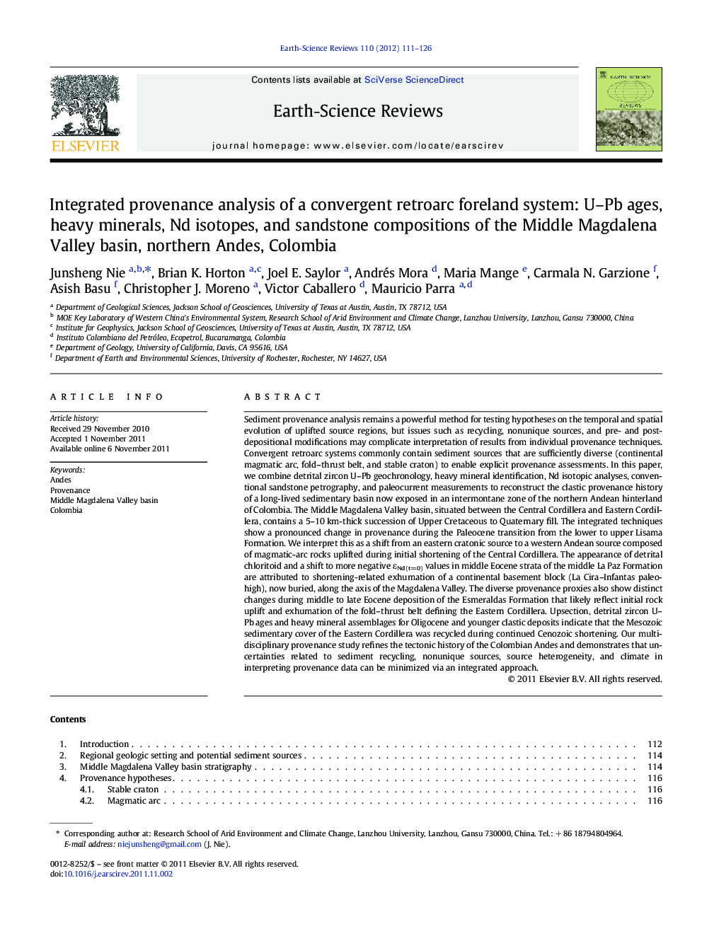 Integrated provenance analysis of a convergent retroarc foreland system: U–Pb ages, heavy minerals, Nd isotopes, and sandstone compositions of the Middle Magdalena Valley basin, northern Andes, Colombia