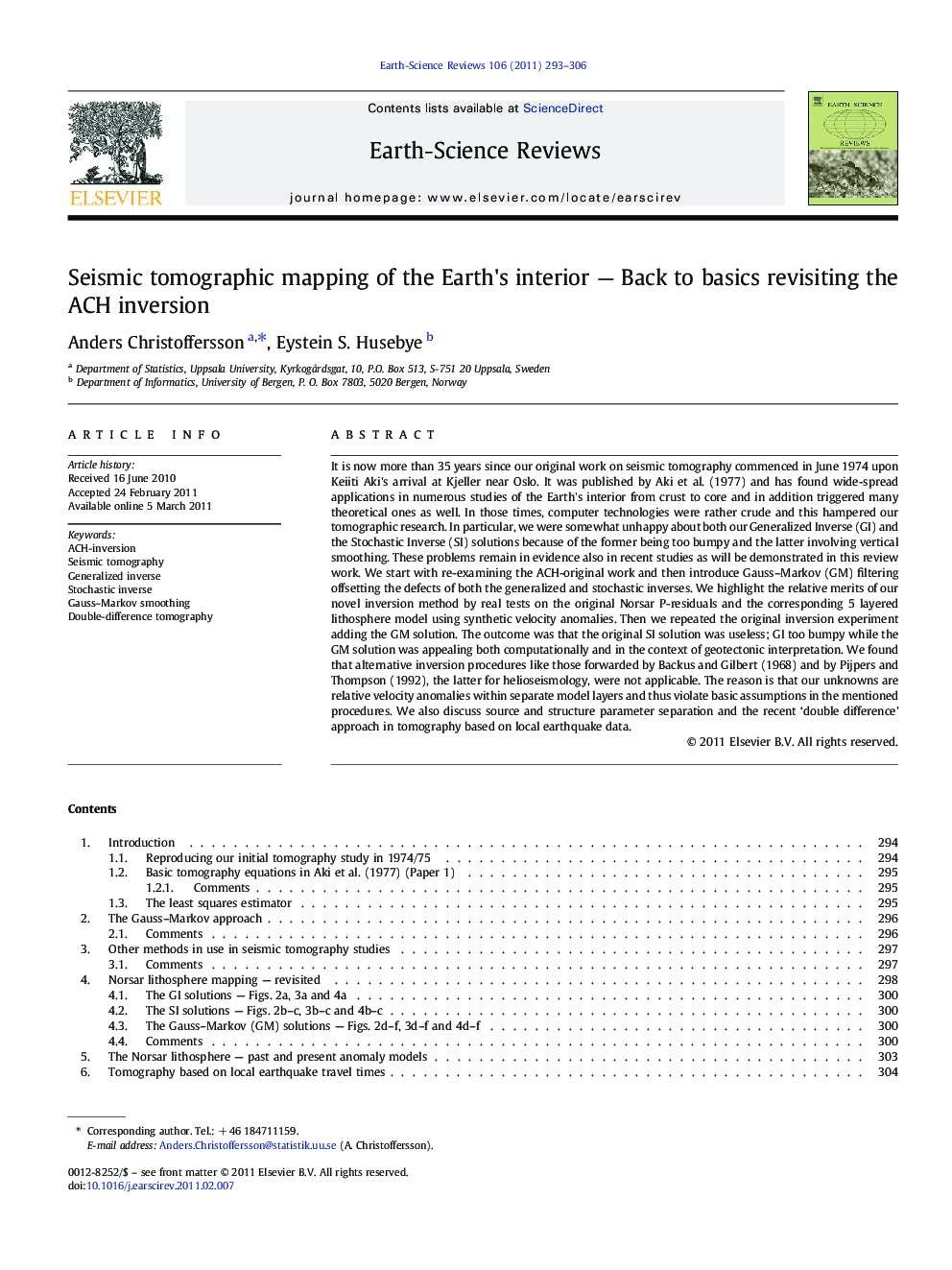 Seismic tomographic mapping of the Earth's interior — Back to basics revisiting the ACH inversion