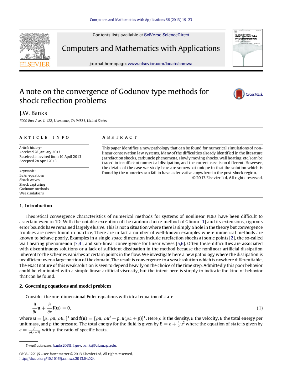 A note on the convergence of Godunov type methods for shock reflection problems